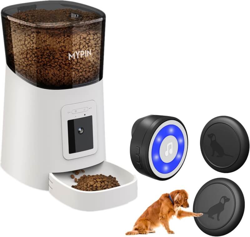 Video Automatic Pet Feeder with HD Camera  Wireless Dog Doorbell,