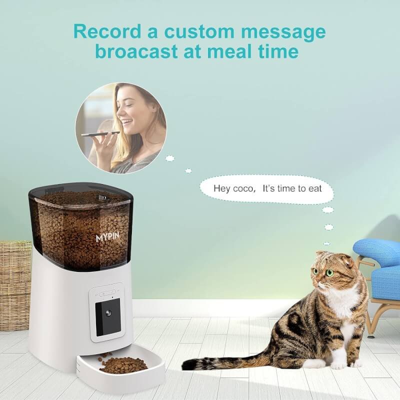 Video Automatic Pet Feeder with HD Camera  Wireless Dog Doorbell,