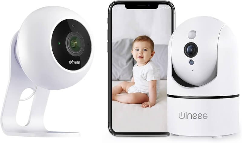 winees Baby Monitor, 2K 1080P Indoor Camera with Audio and Night Vision, WiFi Surveillance Camera Security Home Dog Pet Monitor with App, Motion Sensor Detection 2 Way Audio WiFi Alexa Camera